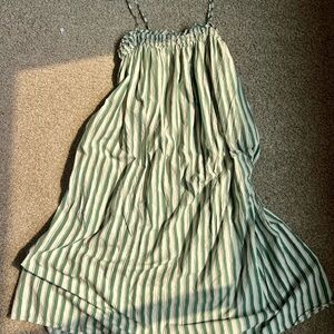 Madewell Green and Cream Striped Dress
